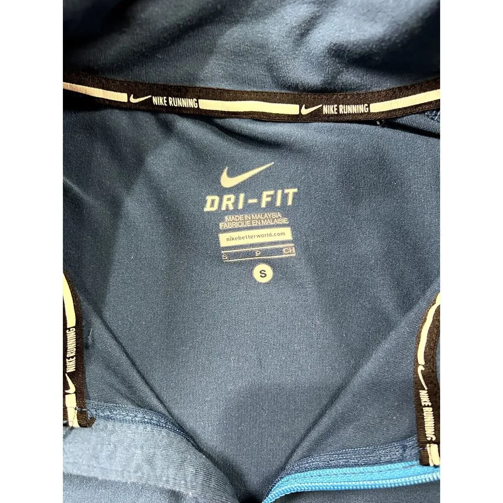 Nike Dri-Fit Quarter Zip Long Sleeve Mock Neck Blue‎ Men's Size Small